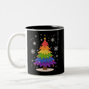 Tasse 2 Couleurs Drapeau LGBT Sapin de Noël Joyeux Noël Fierté Gay 