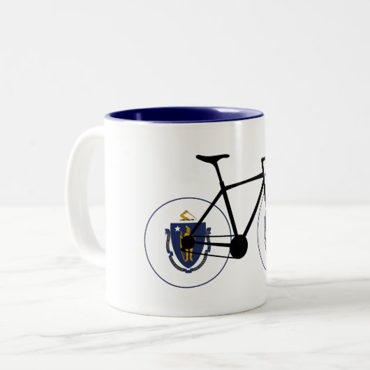 Tasse 2 Couleurs Drapeau Massachusetts Cyclisme (Devant gauche)