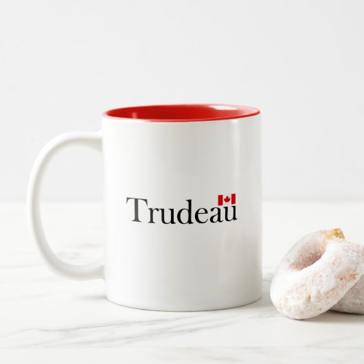 Tasse 2 Couleurs Drapeau officiel canadien de Justin Trudeau (Avec donut)