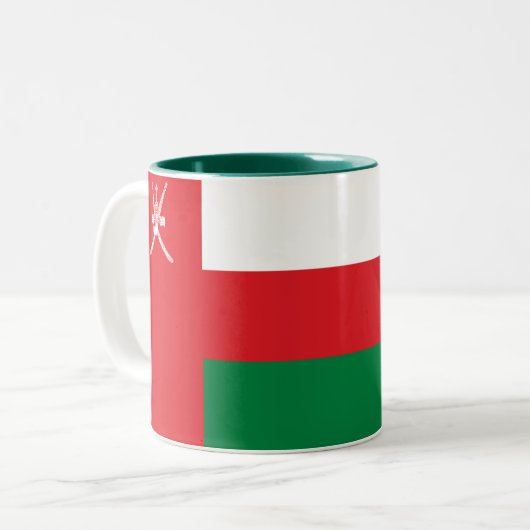 Tasse 2 Couleurs Drapeau Oman (Devant gauche)