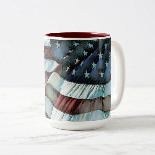 Tasse 2 Couleurs Drapeau patriotique américain (Devant droit)