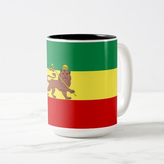 Tasse 2 Couleurs Drapeau rastafarien (Rastafarianisme) (Rasta) (Devant droit)