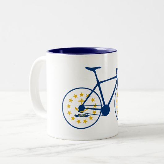 Tasse 2 Couleurs Drapeau Rhode Island à vélo (Devant gauche)