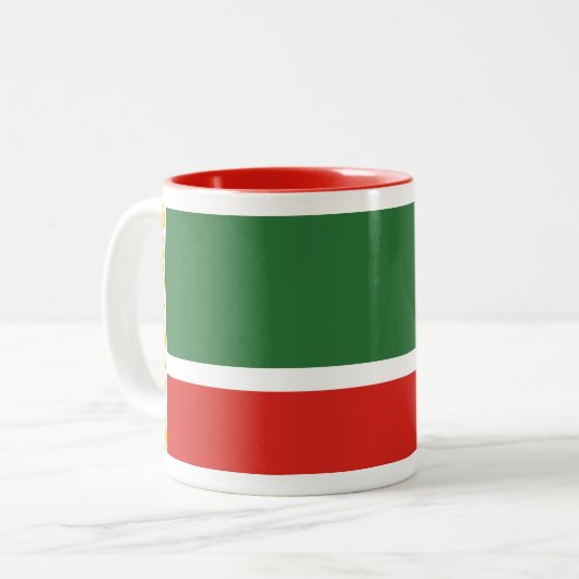 Tasse 2 Couleurs Drapeau tchétchène (Devant gauche)