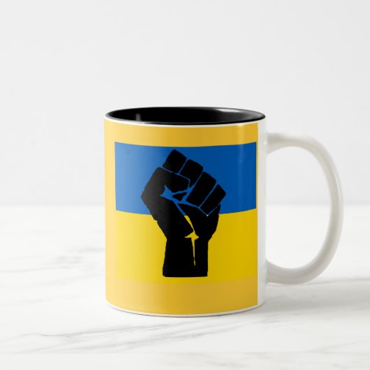 Tasse 2 Couleurs Drapeau ukrainien avec le poing noir (Droit)