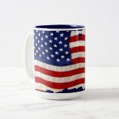 Tasse 2 Couleurs Drapeau US, Conception patriotique, Étoiles & Stri (Devant gauche)