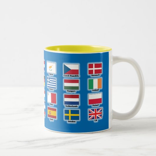 Tasse 2 Couleurs Drapeaux de 28 nations d'UE d'Union européenne - (Droit)