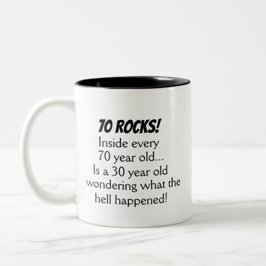 Tasse 2 Couleurs Drôle 70e anniversaire cadeau (Gauche)