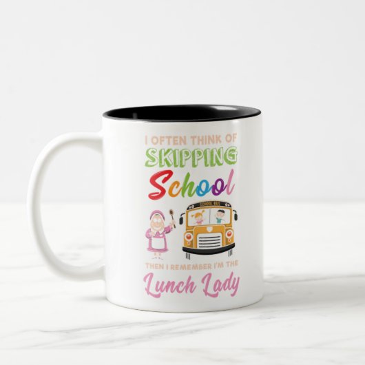 Tasse 2 Couleurs Drôle à l'école Lunch Lady Cadeau (Gauche)