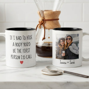 Tasse 2 Couleurs Drole Cache Un Corps Meilleur Ami Nom & Photo Pers