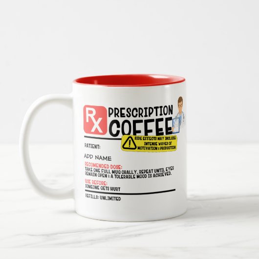 Tasse 2 Couleurs Drôle café d'ordonnance (Gauche)