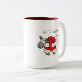 Tasse 2 Couleurs Drôle Caricature de mouton de Noël (Devant droit)