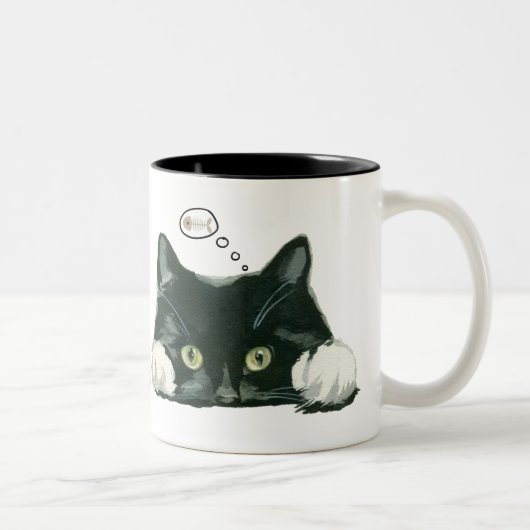 Tasse 2 Couleurs drôle chat avec poches café muqueuse noir blanc (Droit)