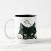 Tasse 2 Couleurs drôle chat avec poches café muqueuse noir blanc (Gauche)