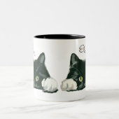 Tasse 2 Couleurs drôle chat avec poches café muqueuse noir blanc (Centre)