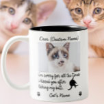 Tasse 2 Couleurs drôle Cher chat, Custom Funny Cat photo Cadeau<br><div class="desc">Quel amoureux des chats délicieusement excentrique ! L'expression "Je suis désolé pour toutes les fois où je t'ai embrassé après avoir léché mon cul" est une façon humoristique d'express l'affection et la dépendance profondes de beaucoup de gens à l'égard de leurs amis félins. L'ajout d'une photo et d'un nom de...</div>