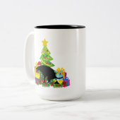 Tasse 2 Couleurs Drôle chien de balançoire (Devant gauche)