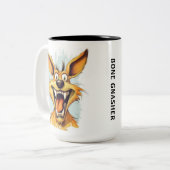 Tasse 2 Couleurs Drôle chien monstre : Bone Gnasher (Devant gauche)