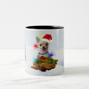 Tasse 2 Couleurs Drôle, Chiot Chihuahua Noël Yappy