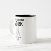 Tasse 2 Couleurs Drôle COLLAGE DE TRAVAIL PENSÉES PENDANT LE COLLAB (Devant gauche)