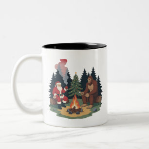 Tasse 2 Couleurs Drôle de Bigfoot Noël Santa Sasquatch Camping
