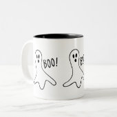 Tasse 2 Couleurs drôle de fantôme crier boo halloween design graphi (Devant gauche)