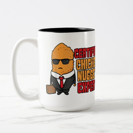 Tasse 2 Couleurs drôle de poulet nugget expert ajouter monogramme (Gauche)