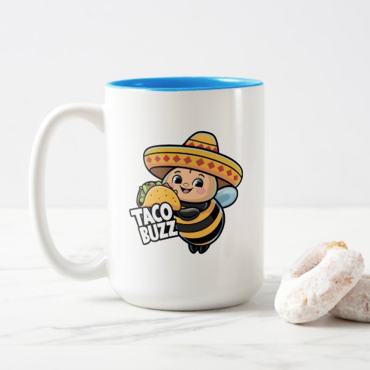 Tasse 2 Couleurs Drôle de Taco Buzz Bumble Bee (Avec donut)