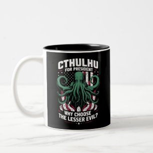 Tasse 2 Couleurs Drôle d'élection 2024 Cthulhu pour président