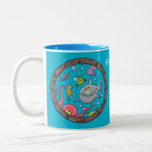 Tasse 2 Couleurs Drôle des créatures marines sous l'eau dessin anim (Gauche)