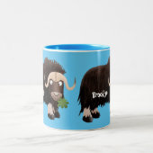 Tasse 2 Couleurs Drôle dessin animé de boeuf musqué (Centre)