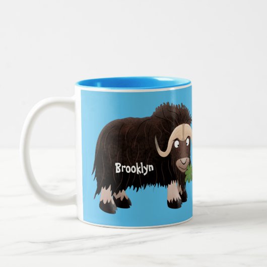 Tasse 2 Couleurs Drôle dessin animé de boeuf musqué (Gauche)