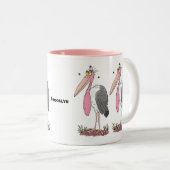 Tasse 2 Couleurs Drôle dessin animé de cigogne en marabou (Devant droit)