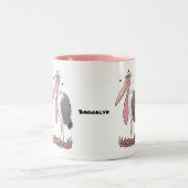 Tasse 2 Couleurs Drôle dessin animé de cigogne en marabou (Centre)