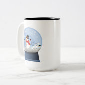 Tasse 2 Couleurs Drôle Farny Snowmen Snowglobe (Devant gauche)