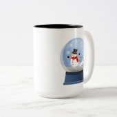 Tasse 2 Couleurs Drôle Farny Snowmen Snowglobe (Devant droit)