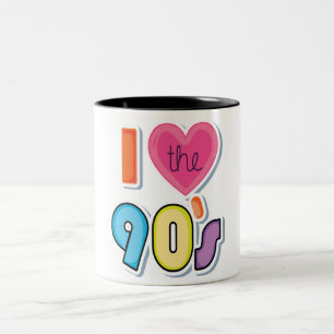 Tasse 2 Couleurs Drôle je aime les années 90, soirée à thème années