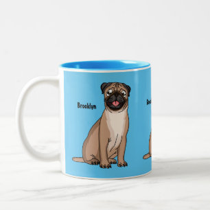 Tasse 2 Couleurs Drôle joyeux dessin animé de chien de carlin
