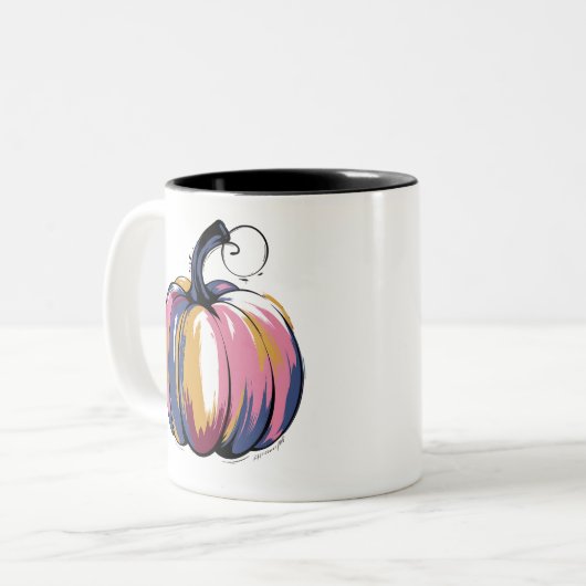 Tasse 2 Couleurs Drôle Leopard Citrouille Halloween automne (Devant gauche)