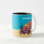 Tasse 2 Couleurs Drôle mignon caricature pourpre crabe ermite (Devant droit)