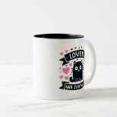 Tasse 2 Couleurs Drôle mignon Cheveux de chat partout amour (Devant droit)