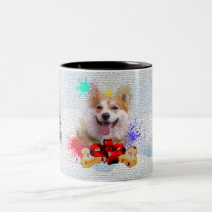 Tasse 2 Couleurs Drôle, mignon Chien de Corgi Joyeux Noël