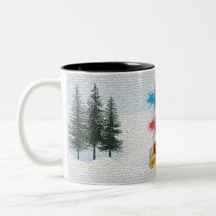 Tasse 2 Couleurs Drôle mignon Chien Pomsky Joyeux Noël