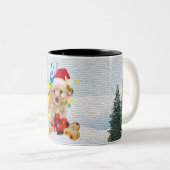 Tasse 2 Couleurs Drôle, mignon Morkie Chien Noël (Devant droit)