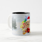 Tasse 2 Couleurs Drôle, mignon Morkie Chien Noël (Devant gauche)