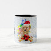 Tasse 2 Couleurs Drôle, mignon Morkie Chien Noël (Centre)