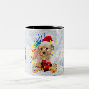 Tasse 2 Couleurs Drôle, mignon Morkie Chien Noël