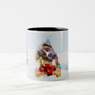 Tasse 2 Couleurs Drôle, Mignon Pittie Chien Noël Yappy