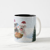 Tasse 2 Couleurs Drôle mignon Schnauzer Chien Noël (Devant droit)