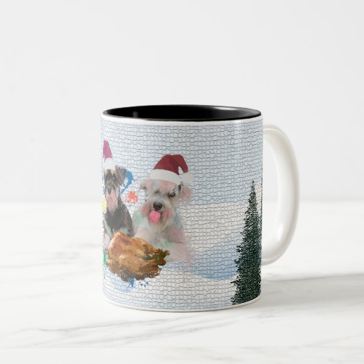 Tasse 2 Couleurs Drôle mignon Schnauzer Chien Noël (Devant droit)